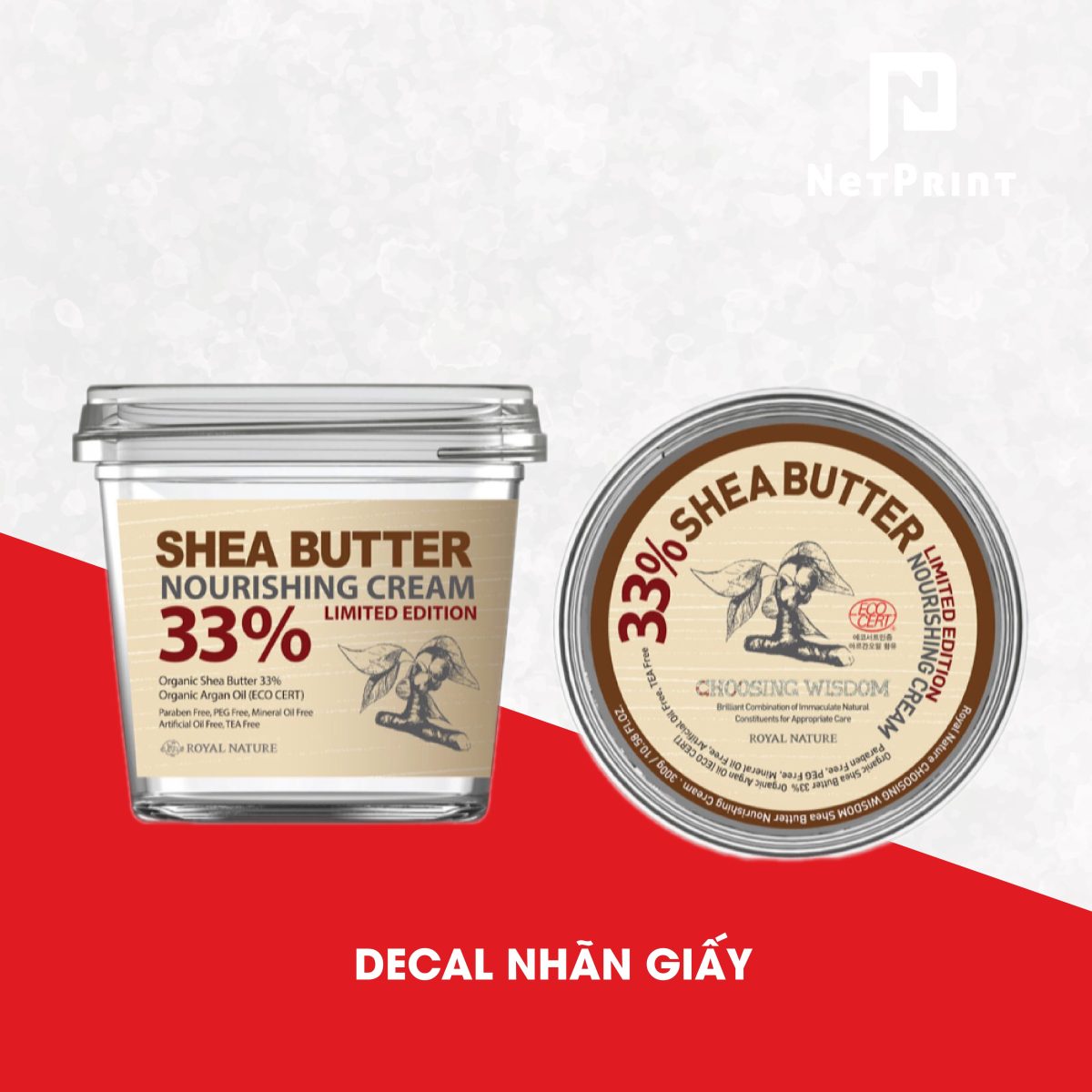 Tem nhãn decal giấy mặt láng in tại NetPrint dán trên hộp sản phẩm