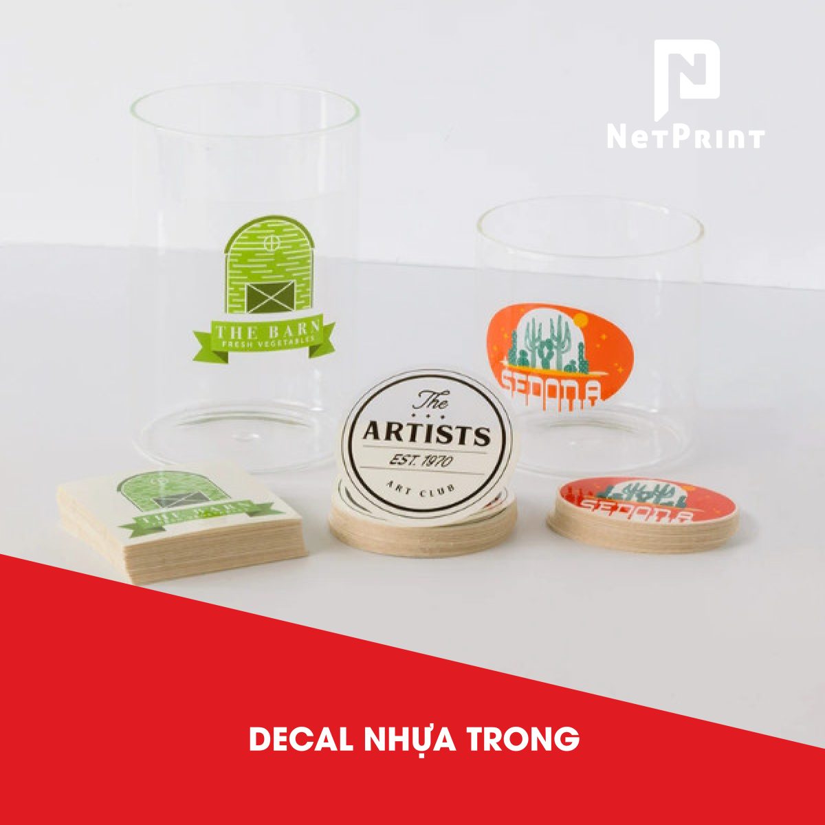 Tem decal nhựa trong cho mỹ phẩm in tại NetPrint